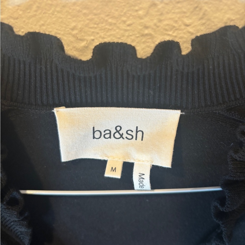 ba&sh Black Ruffled V-Neck Blouse - Picture 3 of 9
